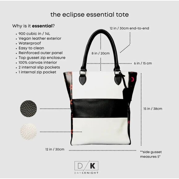 Colorblock Tote Bag With Sun & Moon Print - Picture 8 of 8